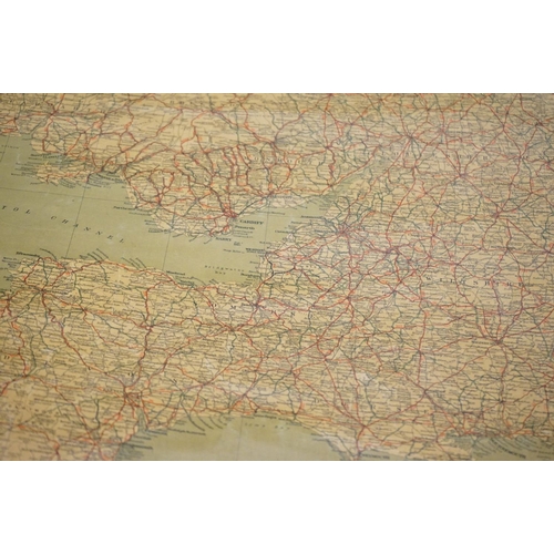 419 - 'Wool in the United Kingdom' rolled poster, wooden support bars and ties, 139 x 91cm and a 'Geograph... 