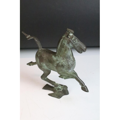 123 - Chinese bronze Flying Horse of Gansu, modelled upon a flying swallow, approx 16.5cm high