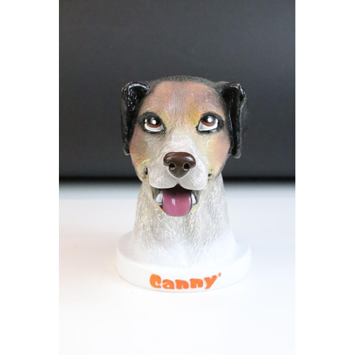 131 - Shop display figure of a Jack Russell dog advertising Canny collars. Approx. 19cm high