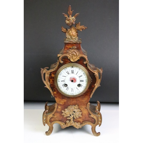 147 - 19th Century French Red Tortoiseshell Boulle Mantle Clock, of typical form, with gilt metal scrollin... 