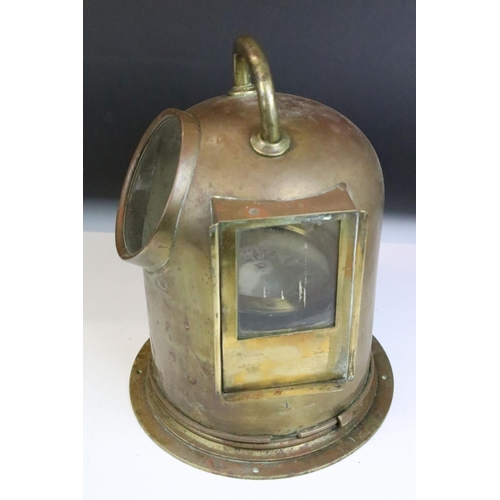 153 - Early 20th Century Brass Ships Binnacle Compass, with glass viewing window, the compass by Henry Hug... 