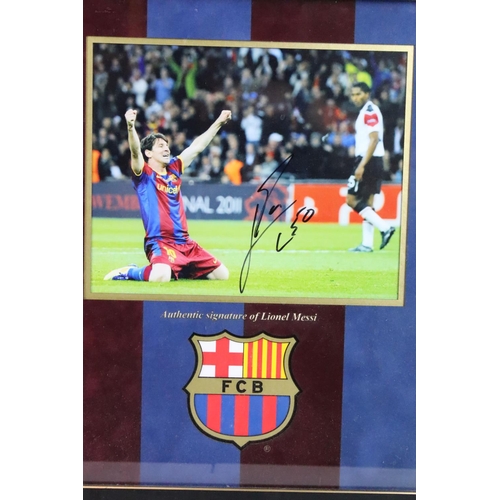 556 - Signed Lionel Messi Barcelona Football Club Photograph Display with certificate of authenticity from... 