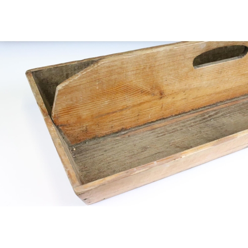 160 - A large early 20th century pine twin compartment trug, 61cm long