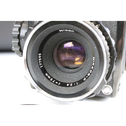 190 - Single lens reflex, medium format Bronica Zansa Camera together with 75mm f/2.8 lens