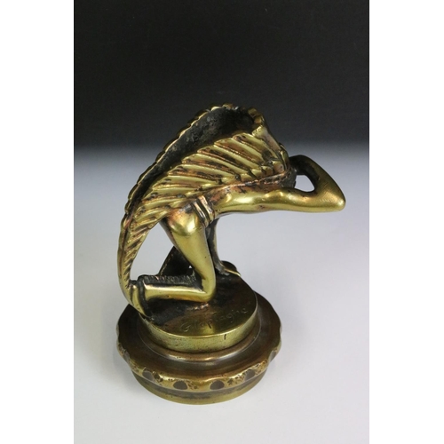 201 - An Indian Scout mascot, by G Laplagne, French, 1920s,
signed to base, brass / bronze, depicting a kn... 