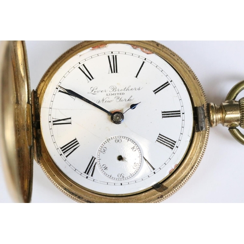 211 - A early 20th century 14k gold plated half hunter pocket watch.