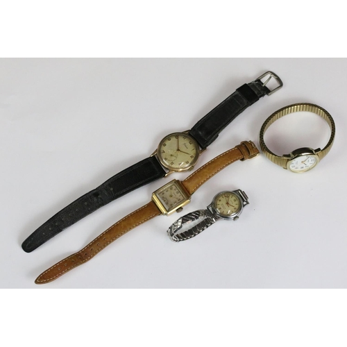 225 - A small collection of four gents and ladies wristwatches to include a 9ct gold cased gents Timor exa... 