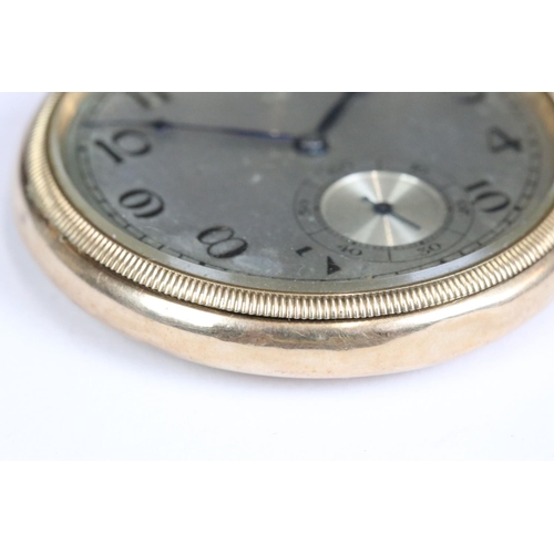 227 - An early 20th century gents 9ct gold cased pocket watch with silvered dial.