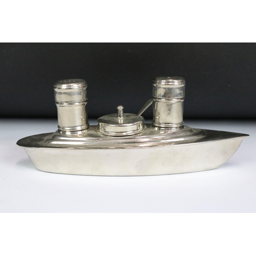 246 - Chrome art deco cruet set in the design of a ship.