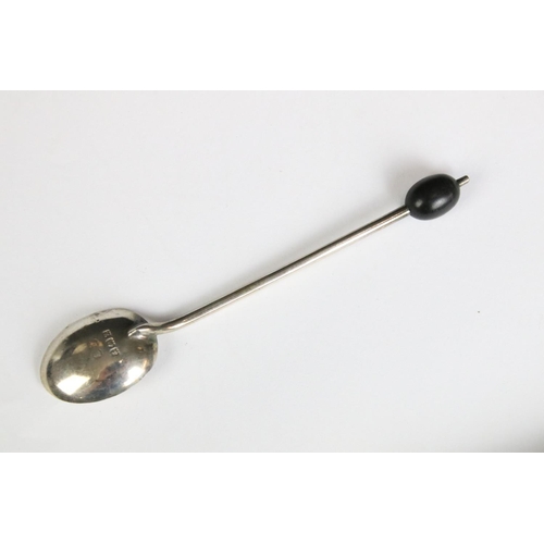 250 - A cased set of six fully hallmarked sterling silver coffee bean spoons, the cased set with a Bentley... 