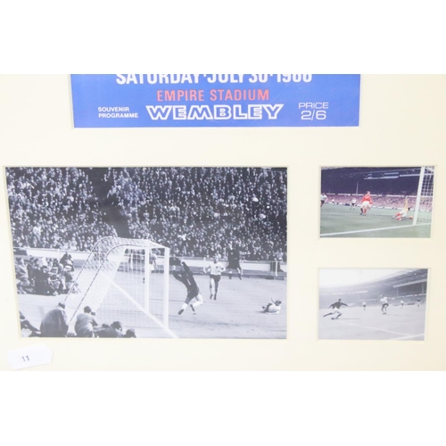 582 - England 1966 World Cup Football Montage inluding replica programme front cover, photographs and extr... 