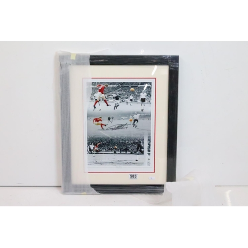 583 - Autographed / Signed Photographic Picture of Sir Geoff Hurst Hat Trick Goals in the England 1966 Wor... 