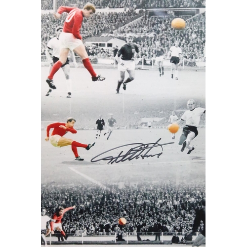 583 - Autographed / Signed Photographic Picture of Sir Geoff Hurst Hat Trick Goals in the England 1966 Wor... 