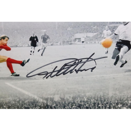 583 - Autographed / Signed Photographic Picture of Sir Geoff Hurst Hat Trick Goals in the England 1966 Wor... 