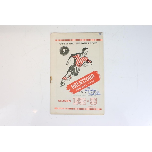 588 - Batch of 54 football programmes from season 1952/3, London clubs feature heavily, mixed condition.