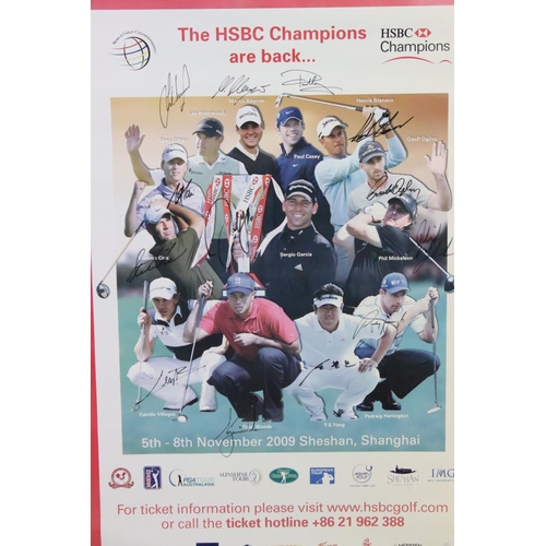 595 - Golf interest - Signed Photographic Poster of Golfers competing in the 2009 World Golf Championship ... 