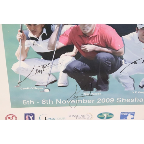 595 - Golf interest - Signed Photographic Poster of Golfers competing in the 2009 World Golf Championship ... 