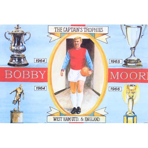 608 - 1966 England World Cup interest - Autographed / Signed Coloured Photograph of Bobby Moore, 6