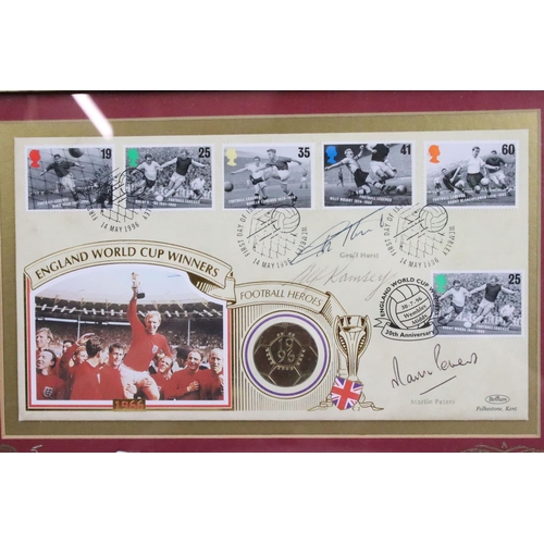 610 - England 1966 World Cup Football Winners Football Heroes 30th Anniversary First Day Cover, autographe... 