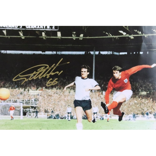 613 - Two Autographed / Signed Photographic Pictures of Sir Geoff Hurst in the England 1966 World Cup Foot... 