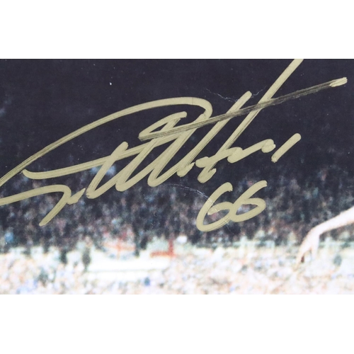 613 - Two Autographed / Signed Photographic Pictures of Sir Geoff Hurst in the England 1966 World Cup Foot... 