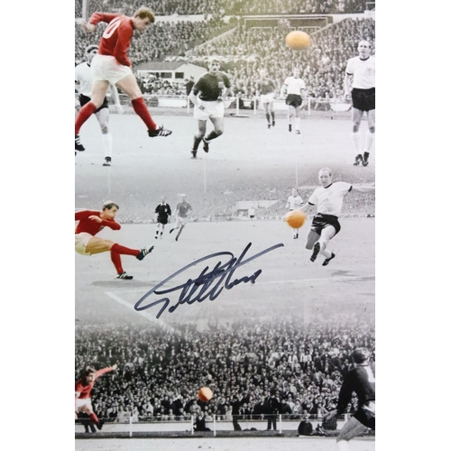 613 - Two Autographed / Signed Photographic Pictures of Sir Geoff Hurst in the England 1966 World Cup Foot... 