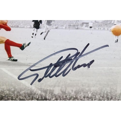 613 - Two Autographed / Signed Photographic Pictures of Sir Geoff Hurst in the England 1966 World Cup Foot... 