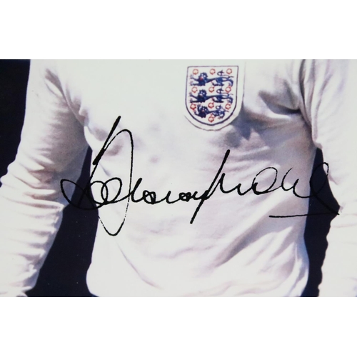 615 - Football interest - Signed Photograph of Sir Bobby Moore and Signed Photograph of Sir Alf Ramsey tog... 