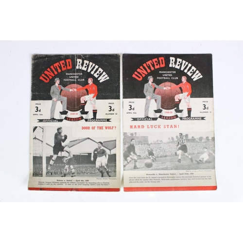 621 - Manchester United football programmes from 1949/50, 7 home programmes all with minor faults but none... 