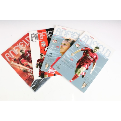 629 - Football Programmes - Set of seven 2005 Champions League Liverpool home programmes & tickets, vg ove... 