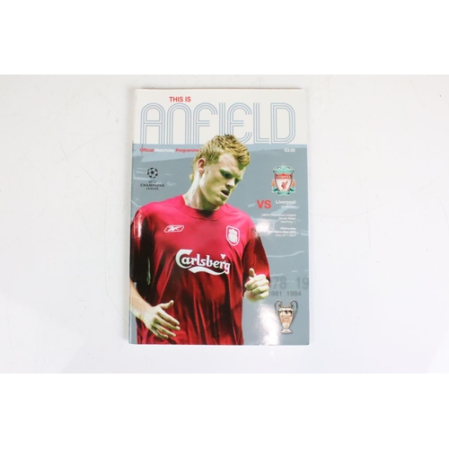 629 - Football Programmes - Set of seven 2005 Champions League Liverpool home programmes & tickets, vg ove... 