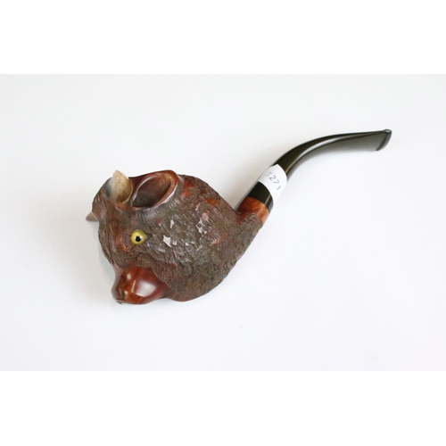 235 - Two novelty smokers pipes with bowls in the form of a bull and a dog