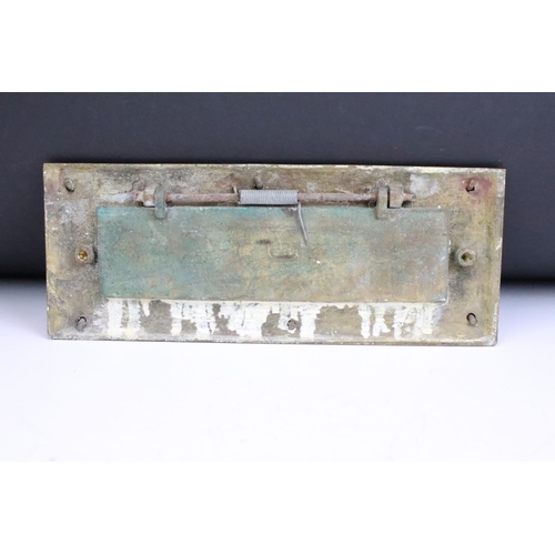 258 - Brass Door letter box together with Brass Hand Door Knocker