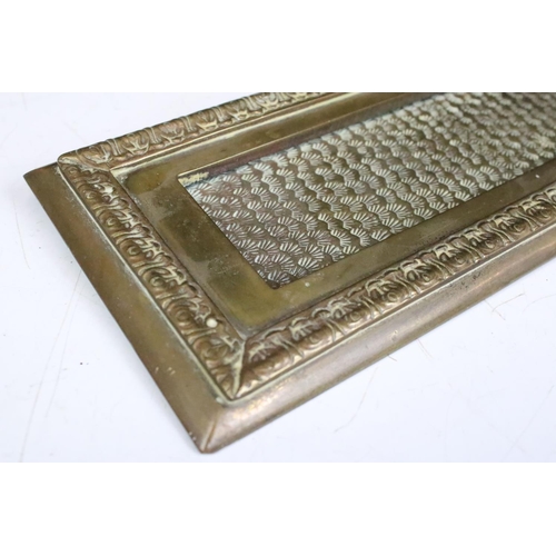 258 - Brass Door letter box together with Brass Hand Door Knocker