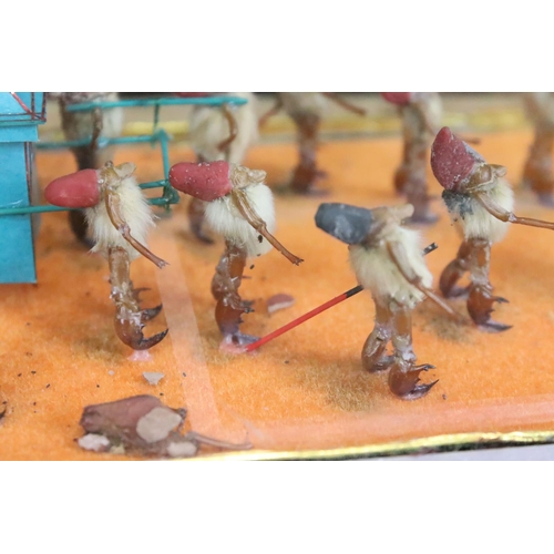 260 - A collection of Chinese taxidermy bug / insect dioramas within glass display cases.