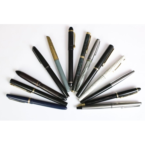 267 - A collection of mainly vintage writing equipment to include inkwells, standish, fountain pens, dip p... 