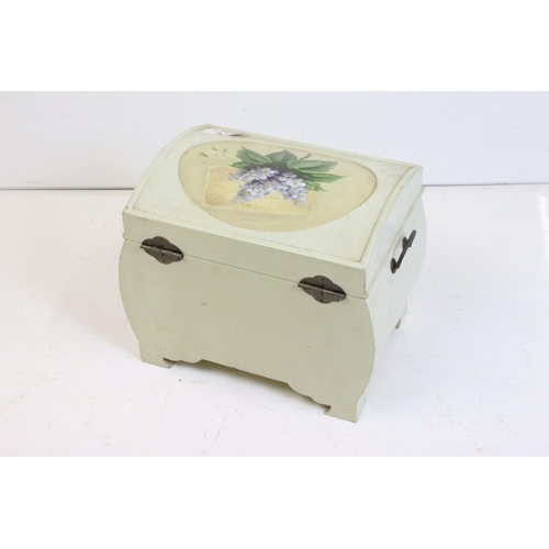 478A - Floral Painted Wooden Casket, 36cm wide x 30cm high together with a Metal Circular Conservatory Tabl... 