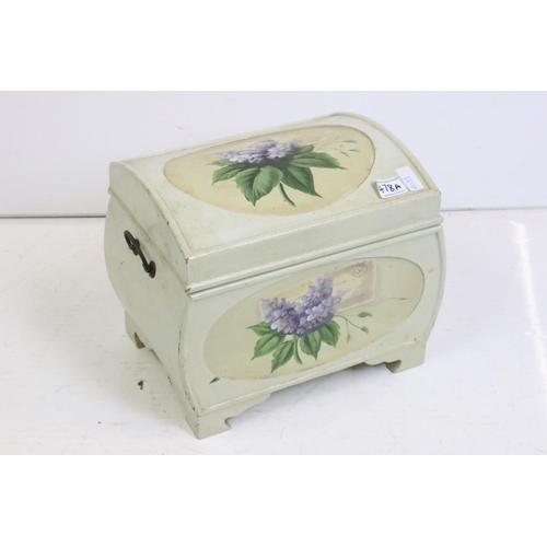 478A - Floral Painted Wooden Casket, 36cm wide x 30cm high together with a Metal Circular Conservatory Tabl... 