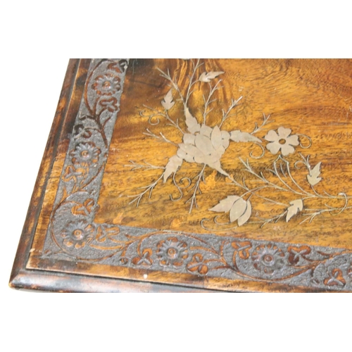 508 - Indian Hardwood Brass Inlaid Rectangular Coffee Table raised on cabriole legs, 91.5cm long x 44cm hi... 