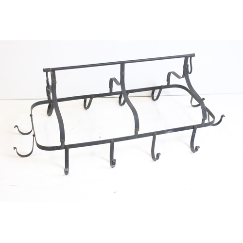 512 - Large Wrought Iron Hanging Games Hooks having a horizontal hanging bar holding a rectangular frame w... 