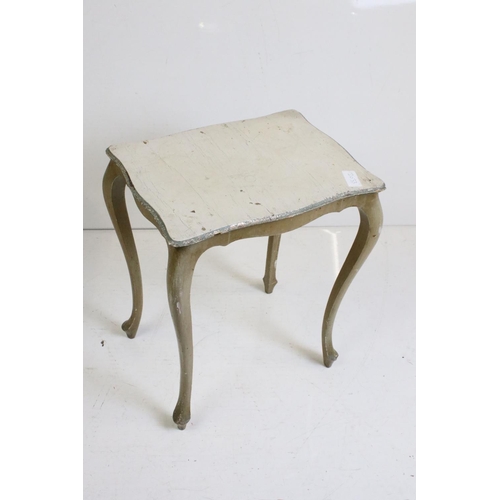 515 - Pair of French style Cream Painted Side Tables with shaped tops and raised on cabriole legs, 43cm lo... 