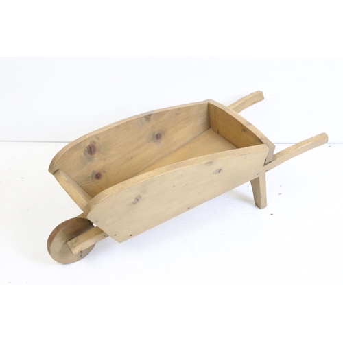 519 - Vintage style Pine Wheelbarrow Garden Planter, 68cm long