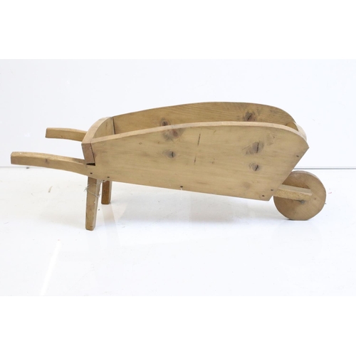 519 - Vintage style Pine Wheelbarrow Garden Planter, 68cm long