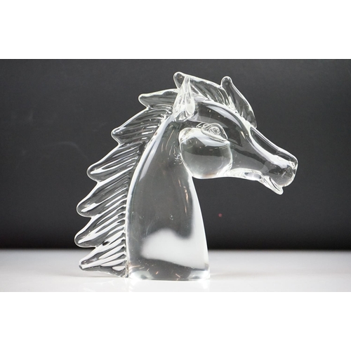 10 - Two Murano glass horse head ornaments, signed to bases, tallest approx 19.5cm high (showing chips / ... 