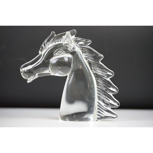 10 - Two Murano glass horse head ornaments, signed to bases, tallest approx 19.5cm high (showing chips / ... 