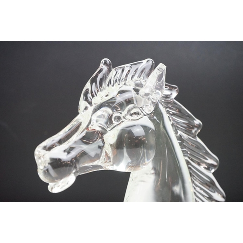 10 - Two Murano glass horse head ornaments, signed to bases, tallest approx 19.5cm high (showing chips / ... 