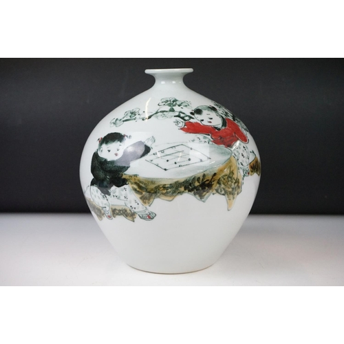 20 - Three 20th century Chinese ceramic vases decorated with scenes of children playing, with character m... 