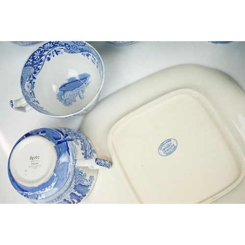 24 - Spode & Copeland Spode Italian Pattern - Five teacups, 9 saucers, water jug, large jug vase (approx ... 