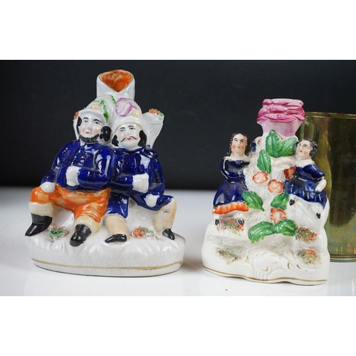 25 - Mixed ceramics to include a pair of Staffordshire seated Spaniels (21cm high), 2 Dartmouth Pottery g... 