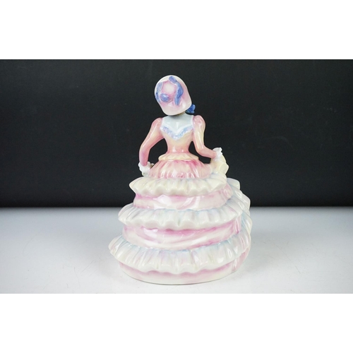 27 - 3 Royal Doulton figures - HN3303 Tender Moments, HN3360 Katie, HN3369 Hannah; with a Royal Worcester... 